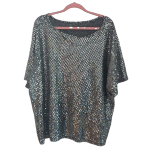 Vintage Black and Silver Short Sleeve Top